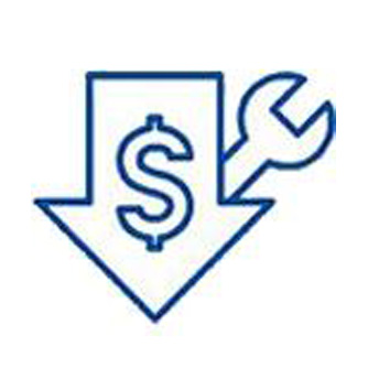 Icon depicting low maintenance cost with arrow